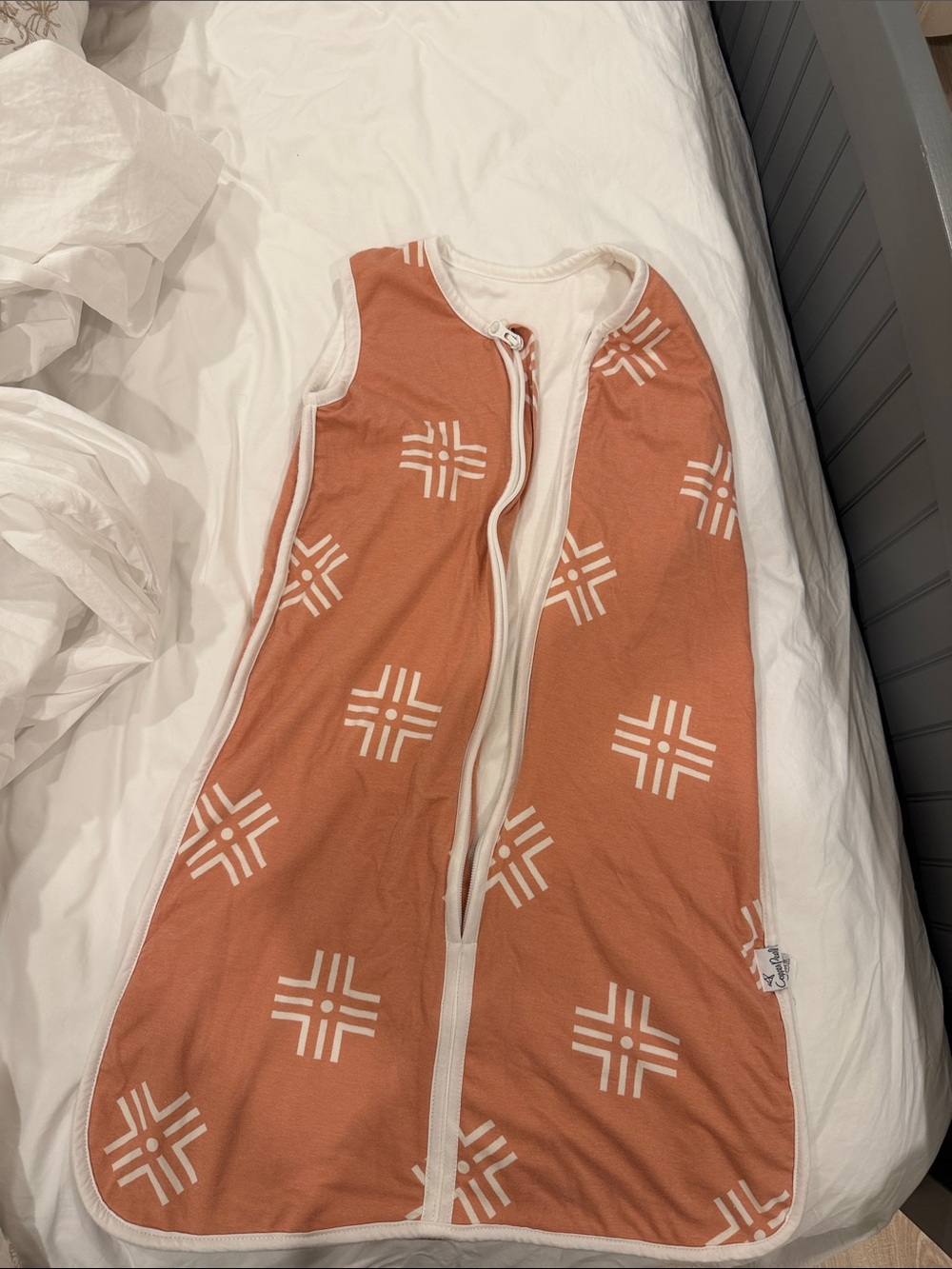 Sleeveless Kids Sleep Sack in pink with White Pattern